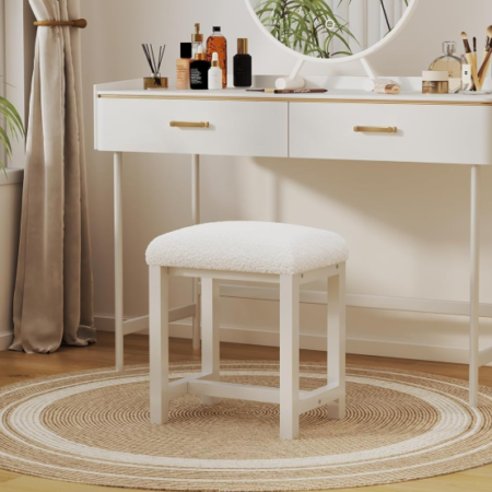 Plush Cushioned Vanity Stool / Bedroom Footstool